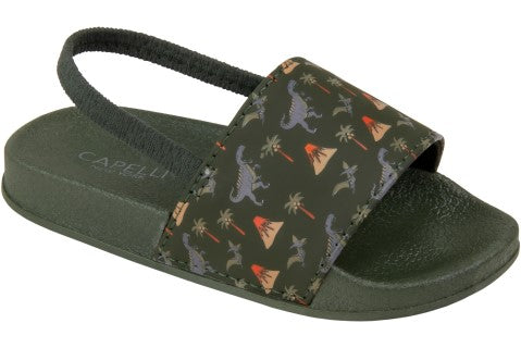 capelli new york Toddler Boys Dinosaur Printed Slide with Elastic Backstrap capelli new york Toddler Boys Dinosaur Printed Slide with Elastic Backstrap