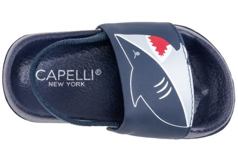 Capelli New York Toddler Boys Shark Printed Slide With Elastic Backstrap