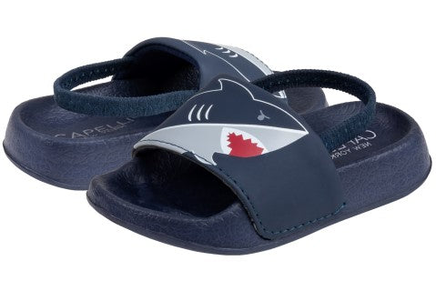 Capelli New York Toddler Boys Shark Printed Slide With Elastic Backstrap