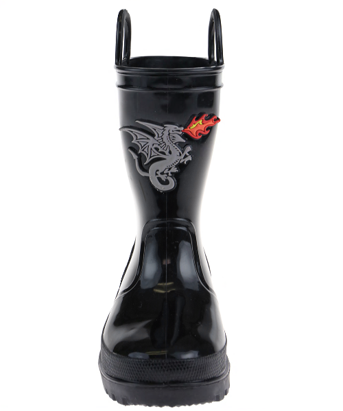 Capelli New York Toddler Boys Shiny 3D Dragon Flames Rubber Rain Boot