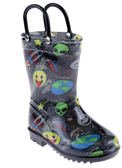 capelli new york Toddler Boys Shiny Emojis in Space Printed Rain Boot
