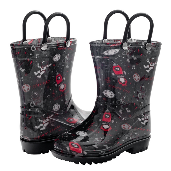 Capelli New York Toddler Boys Shiny Rockstar Astronaut Printed Rain Boot