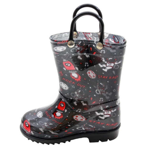 Capelli New York Toddler Boys Shiny Rockstar Astronaut Printed Rain Boot