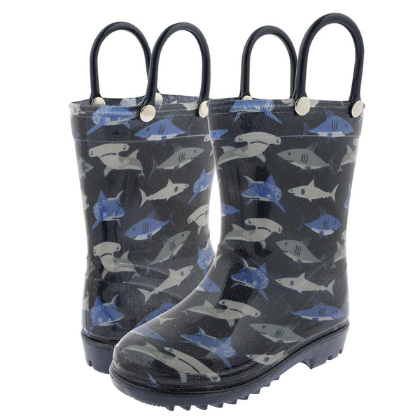 Capelli New York Toddler Boys Shiny Shark Waters Printed Rain Boot