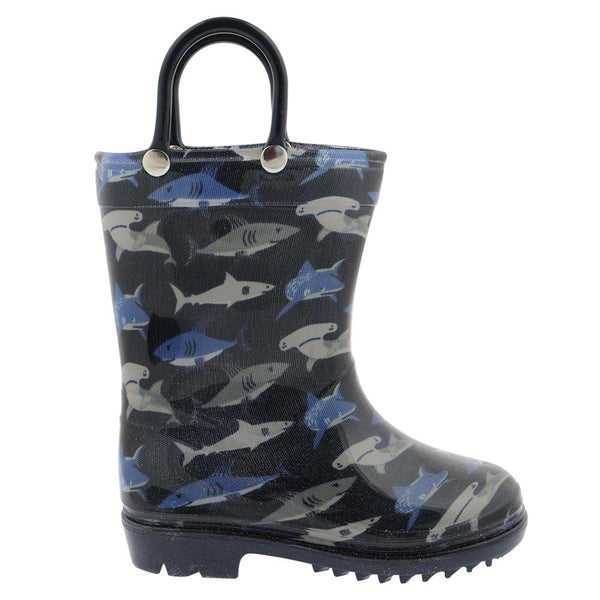 Capelli New York Toddler Boys Shiny Shark Waters Printed Rain Boot