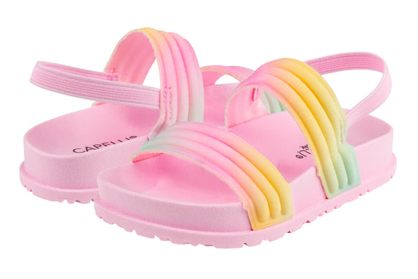 Capelli New York Toddler Girls Double Strap Sandal With Elastic Backstrap