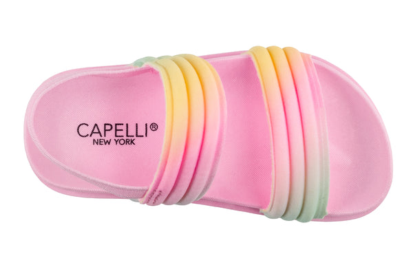 Capelli New York Toddler Girls Double Strap Sandal With Elastic Backstrap