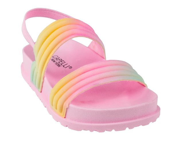 capelli new york Toddler Girls Double Strap Sandal with Elastic Backstrap