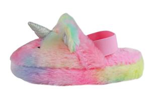 Capelli New York Toddler Girls Faux Fur Scuff With Unicorn Embroidery And 3D Parts