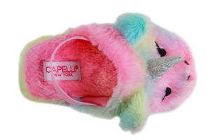 Capelli New York Toddler Girls Faux Fur Scuff With Unicorn Embroidery And 3D Parts