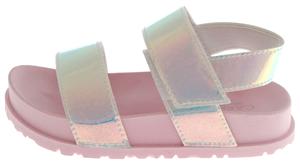 Capelli New York Toddler Girls Glitter Holographic Faux Leather Double Strap Upper With Velcro Trim