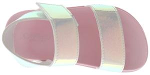 Capelli New York Toddler Girls Glitter Holographic Faux Leather Double Strap Upper With Velcro Trim