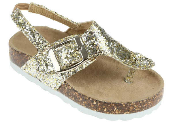 capelli new york Toddler Girls Gold Glitter T-Strap Flip Flop