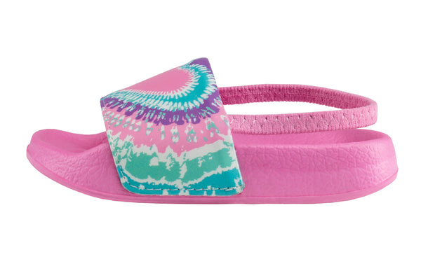 Capelli New York Toddler Girls Heart Tie Dye Printed Slide With Elastic Backstrap