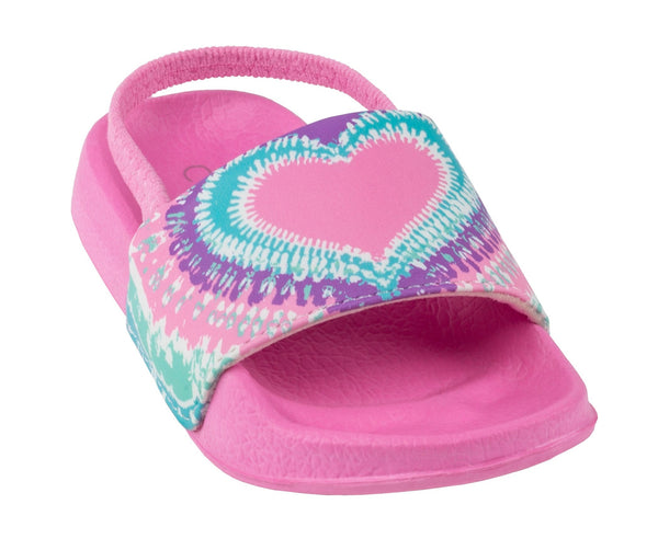 capelli new york Toddler Girls Heart Tie Dye Printed Slide with Elastic Backstrap