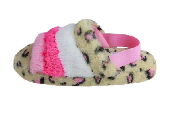 Capelli New York Toddler Girls Leopard Color Block Faux Fur Slip On With Elastic