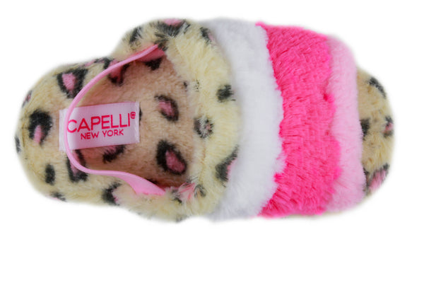 Capelli New York Toddler Girls Leopard Color Block Faux Fur Slip On With Elastic