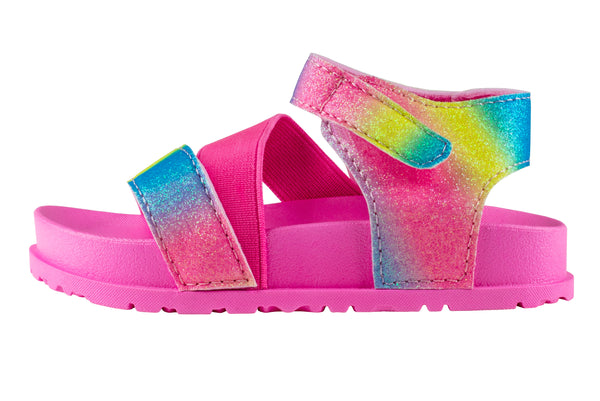 Capelli New York Toddler Girls Multi Bright Fine Glitter Multi Strap With Elastic And Velcro Trim