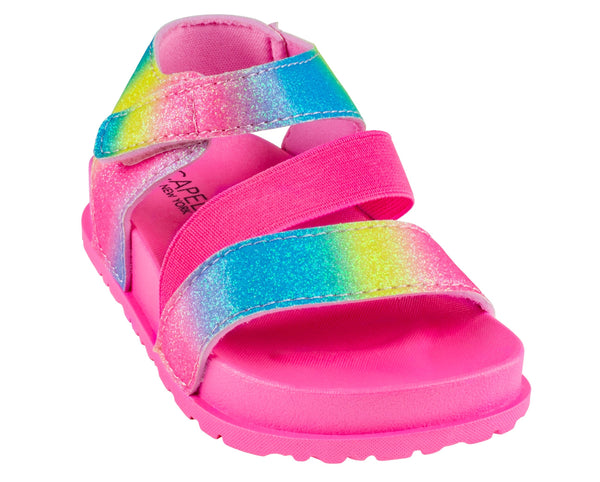 capelli new york Toddler Girls Multi Bright Fine Glitter Multi Strap with Elastic and Velcro Trim