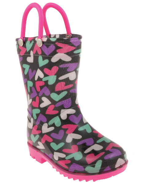 Capelli New York Toddler Girls Shiny Jumbled Hearts Rain Boot