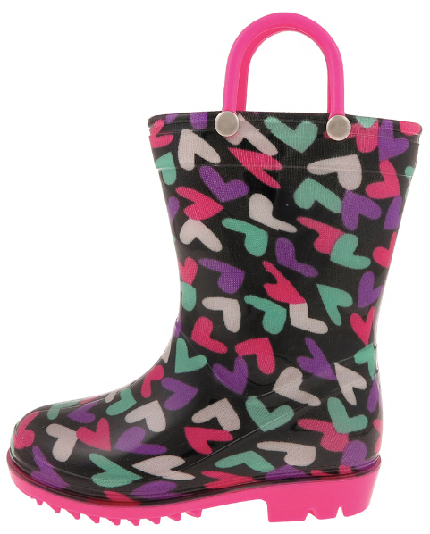 Capelli New York Toddler Girls Shiny Jumbled Hearts Rain Boot