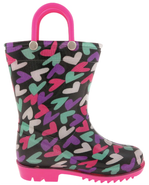 Capelli New York Toddler Girls Shiny Jumbled Hearts Rain Boot