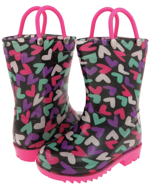 capelli new york Toddler Girls Shiny Jumbled Hearts Rain Boot