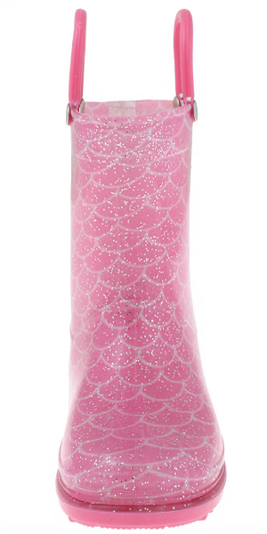 Capelli New York Toddler Girls Shiny Mermaid Printed With Silver Glitter Rain Boot