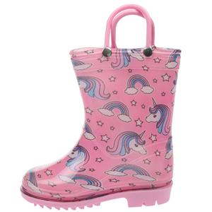 Capelli New York Toddler Girls Shiny Rainbow Unicorn Printed Rain Boot