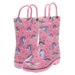 capelli new york Toddler Girls Shiny Rainbow Unicorn Printed Rain Boot