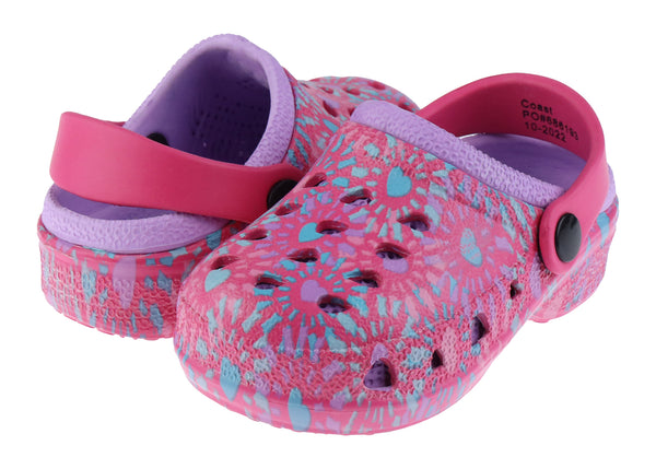 Capelli New York Toddler Girls Tie Dye Hearts Printed Injected EVA Two Tone Clog
