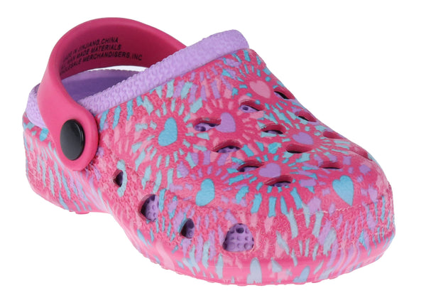 capelli new york Toddler Girls Tie Dye Hearts Printed Injected EVA Two Tone Clog