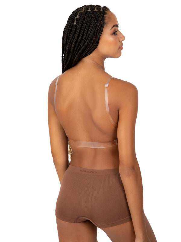 Capezio Deep Neck Clear Back Bra - Girls