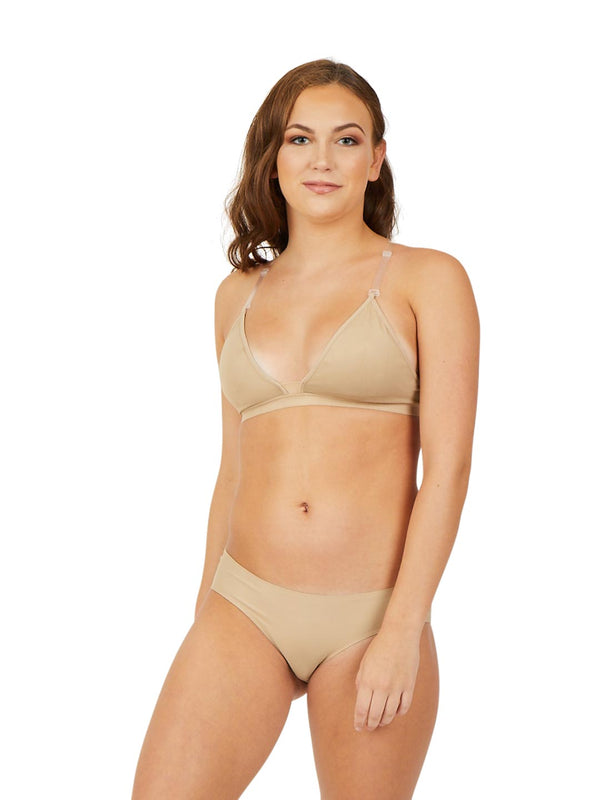 capezio Deep Neck Clear Back Bra - Girls