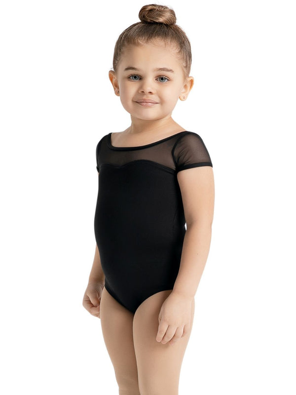 Capezio Studio Collection Mesh Yoke Short Sleeve Leotard - Girls