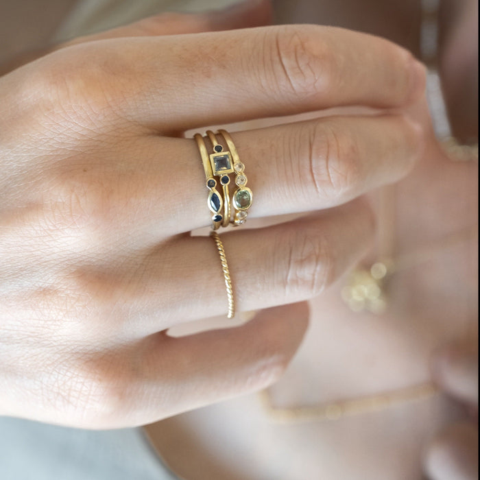 Capi Deco Marquise Cut Ring With Blue Sapphire