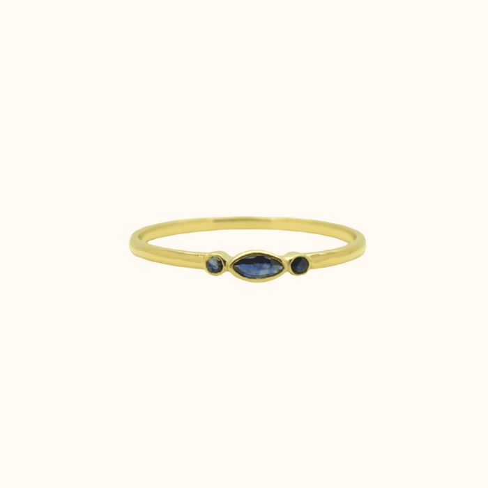 capi Deco Marquise Cut Ring With Blue Sapphire