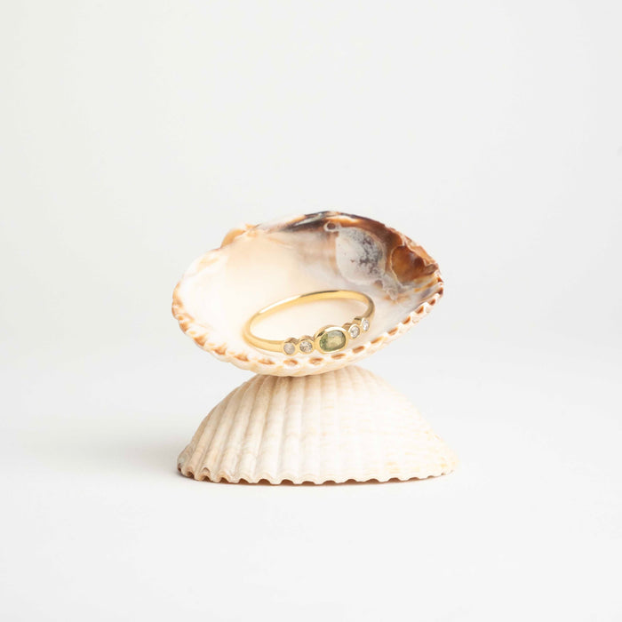 Capi Deco Oval Cut Green Sapphire Ring