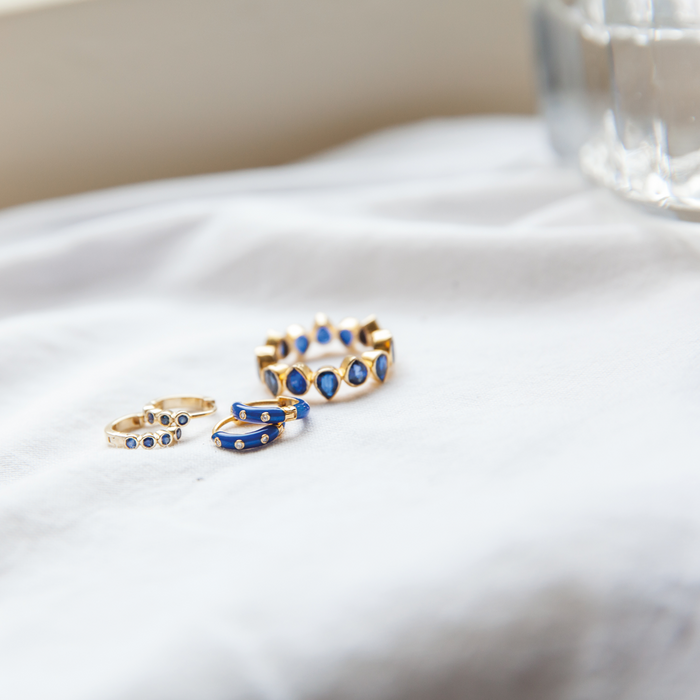 Capi Drop Ring Blue Sapphire L
