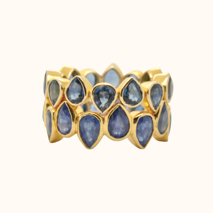 Capi Drop Ring Blue Sapphire L