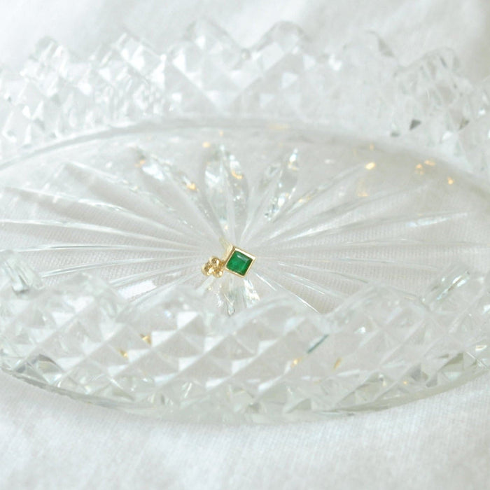 Capi Green Emerald Deco Stud