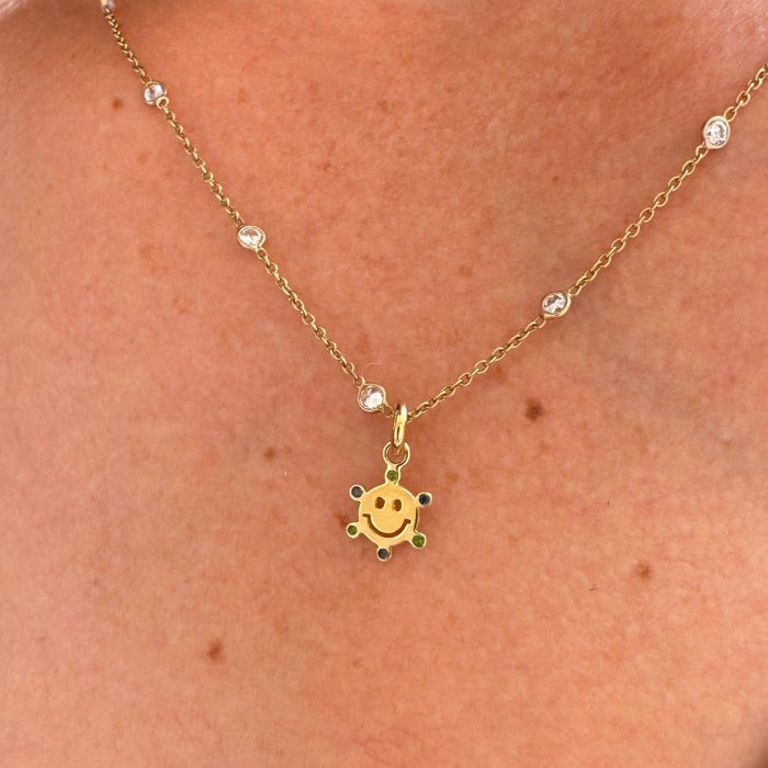 Capi Smiley Pendant With Sapphire And Di-Chrome