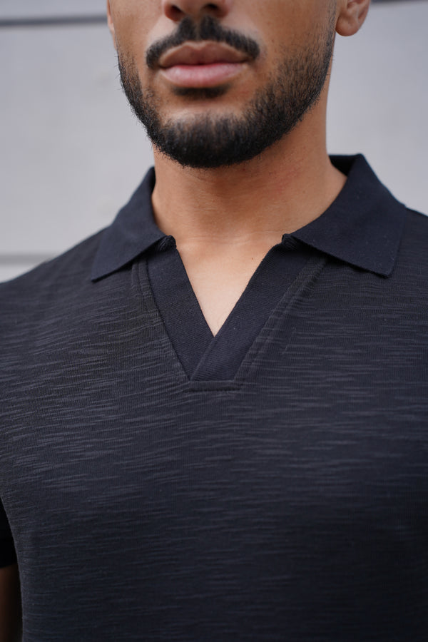 Capo Capo Jersey Slub Cuban Polo Shirt