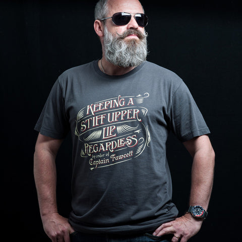 captain fawcett limited Keeping a Stiff Upper Lip Regardless T-shirt