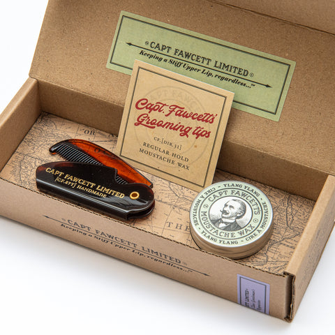 Captain Fawcett Limited Moustache Wax & Folding Pocket Comb
