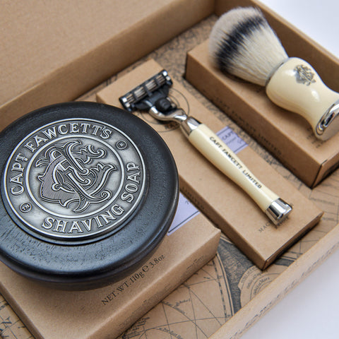 Captain Fawcett Limited Shave Brush Razor & Soap Gift Set