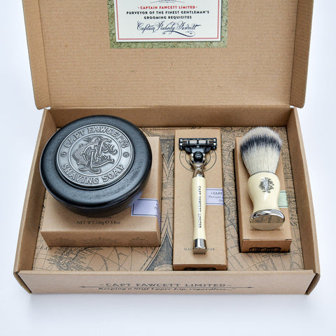 Captain Fawcett Limited Shave Brush Razor & Soap Gift Set