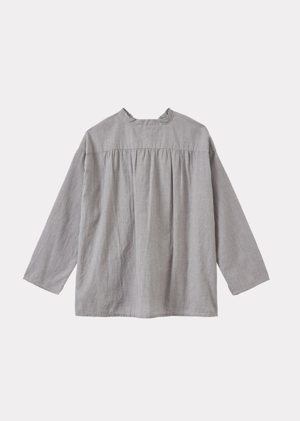 Caramel ADONIS CHILDREN'S COTTON SHIRT - GREY MICRO-CHECK