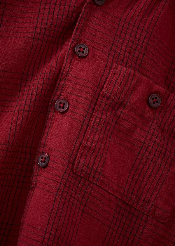 Caramel ADONIS CHILDREN'S COTTON SHIRT - RED / BLACK CHECK