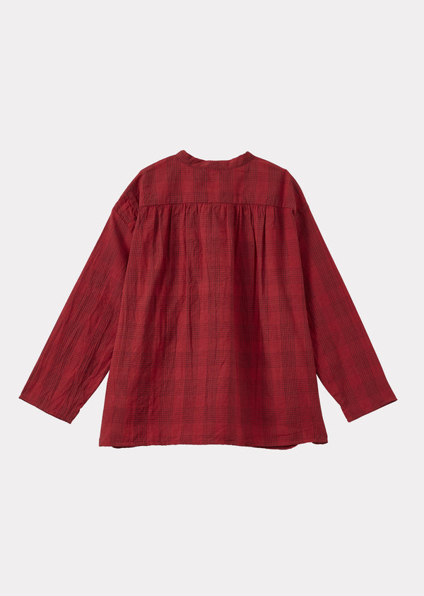 Caramel ADONIS CHILDREN'S COTTON SHIRT - RED / BLACK CHECK